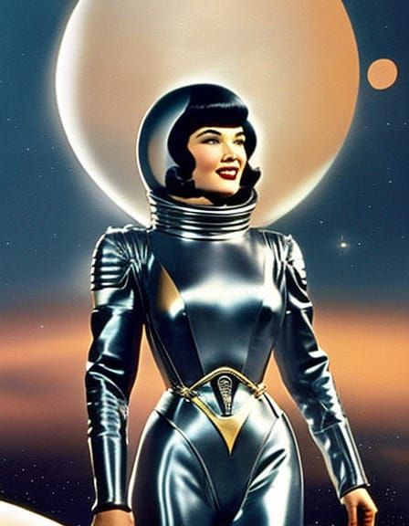 Betty Page in Retro Sci-Fi Spacesuit