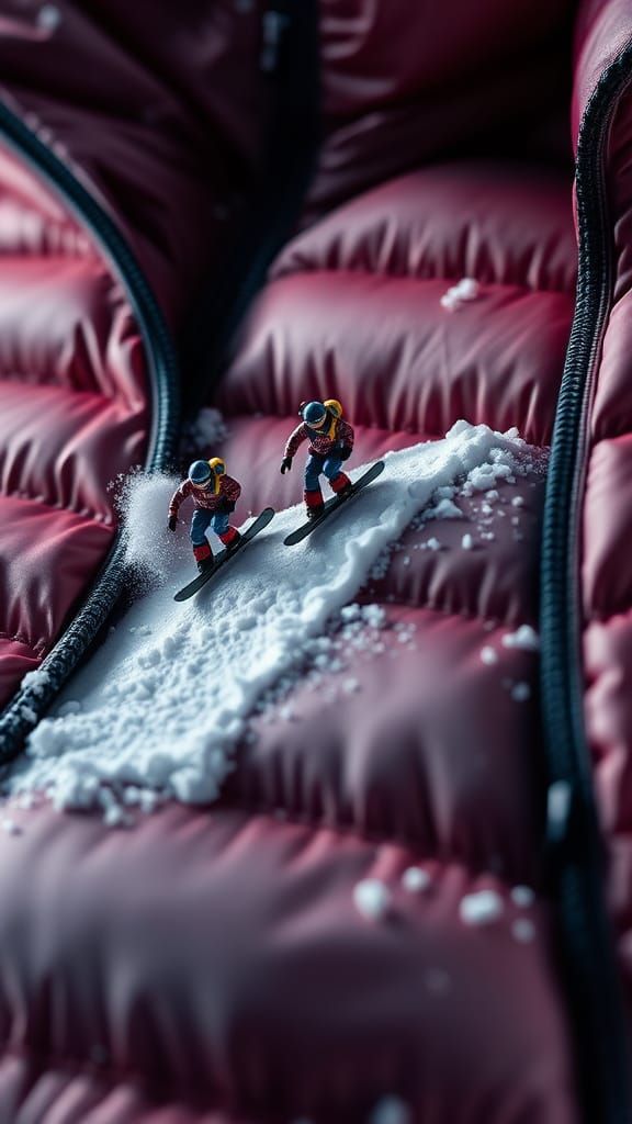 Macro Photo of Snowboarders on Moncler Jacket