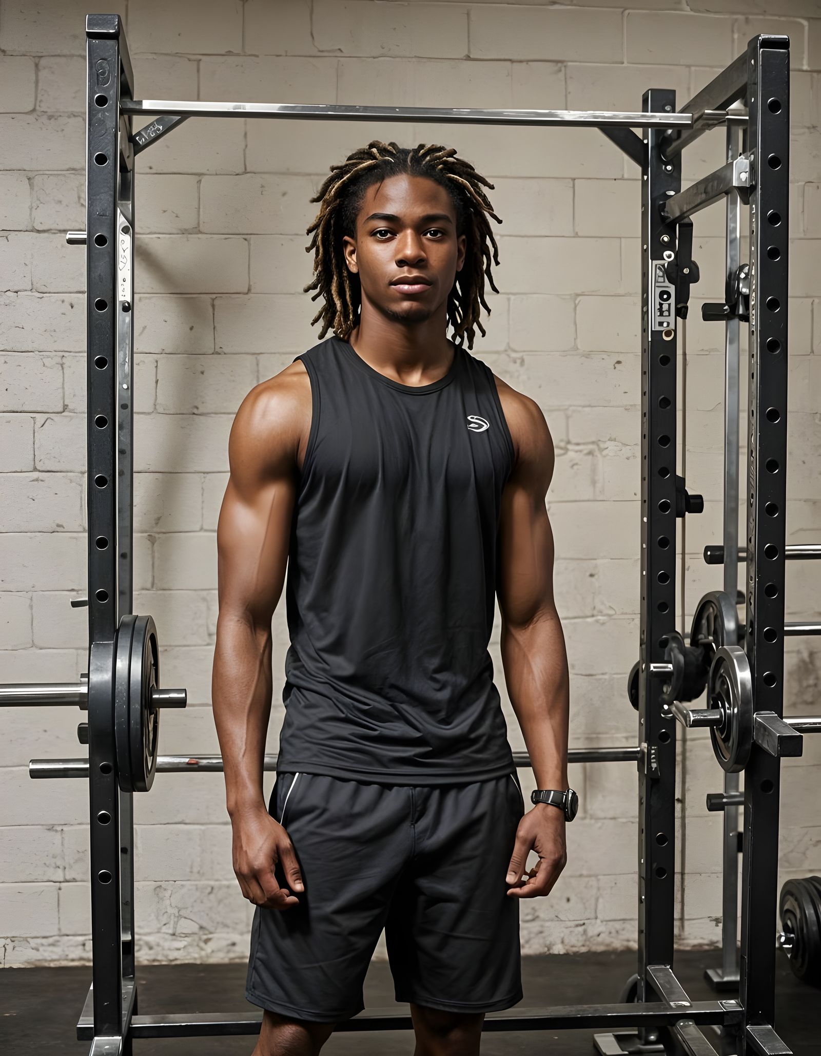 Athletic Young Man at Weight Bench