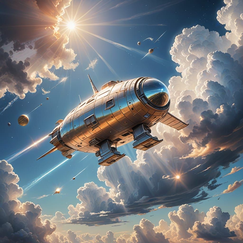 Cyberpunk Space Ship in Heavenly Glow