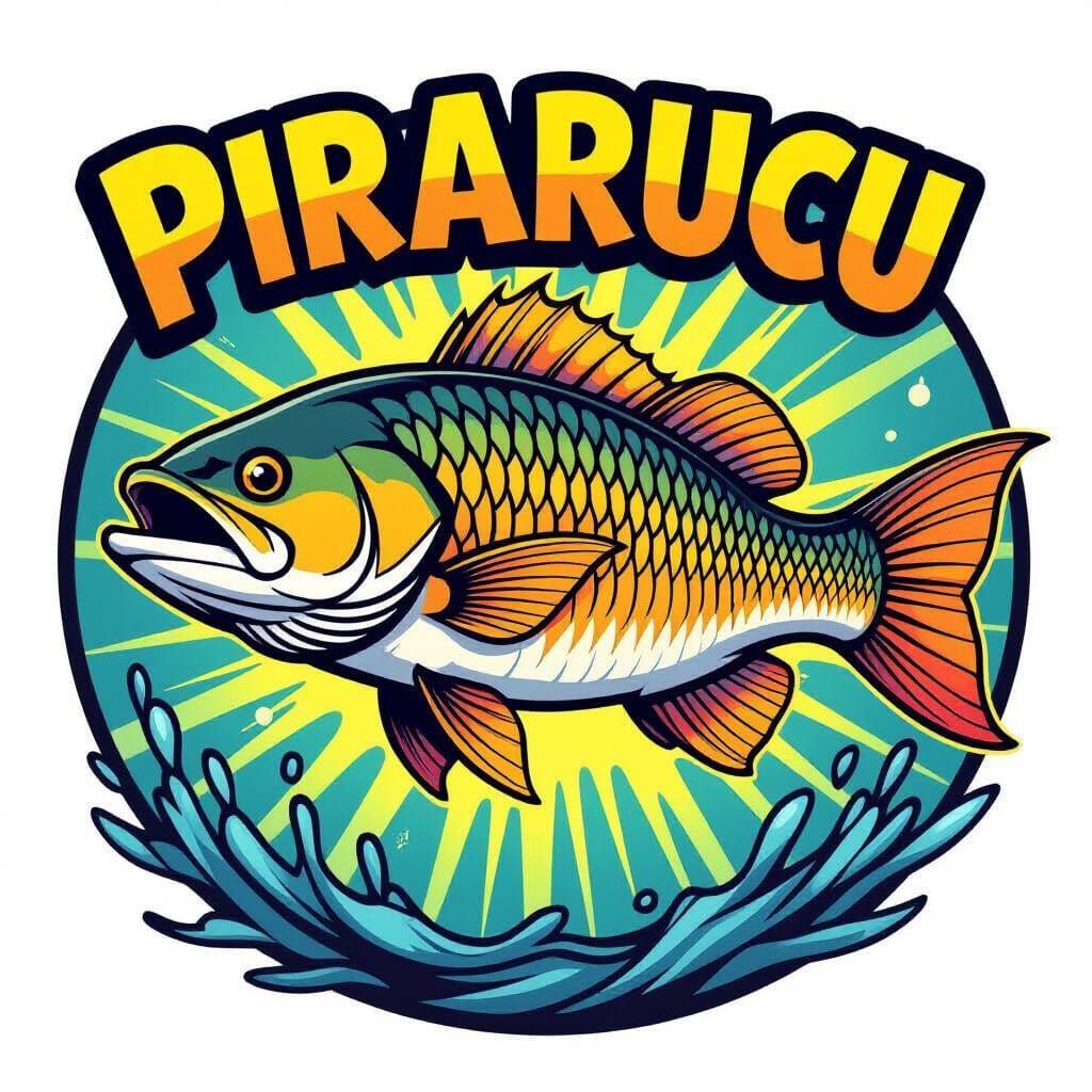 Pirarucu Fish Logo in Comic Book Style