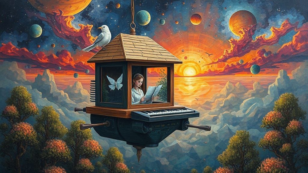 Birdhouse Spaceship Journey Through Glass Forest