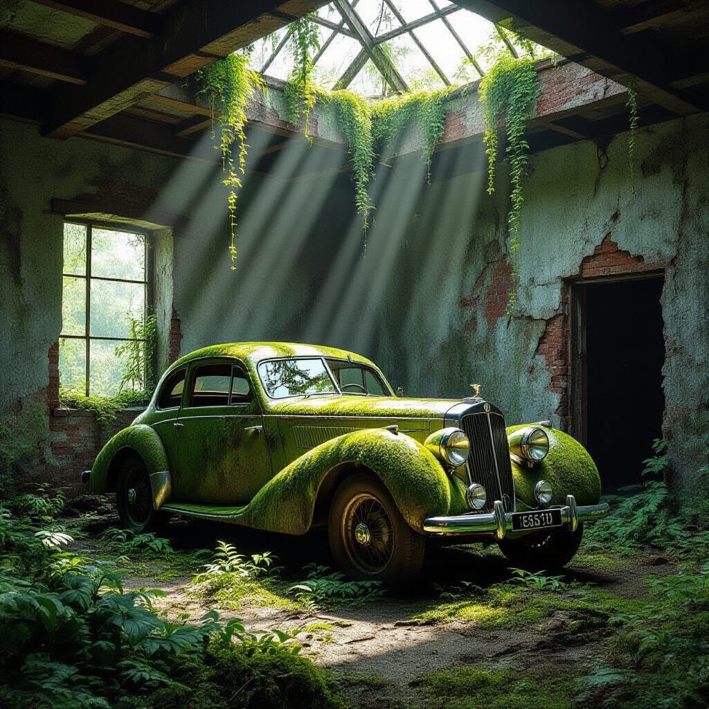 Moss-Covered Alfa Romeo in Nature's Reclamation Cinematic Ma...