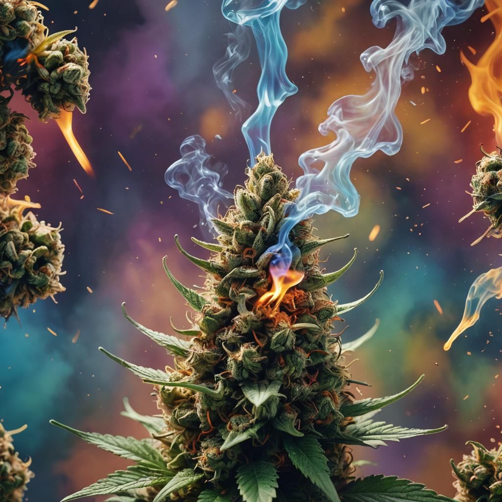 Hyperrealistic Burning Marijuana Joint Concept Art