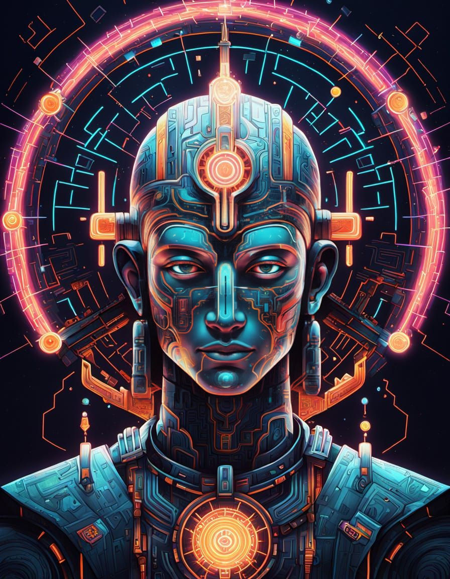 AI as Divine Entity in Futuristic Sacred Art
