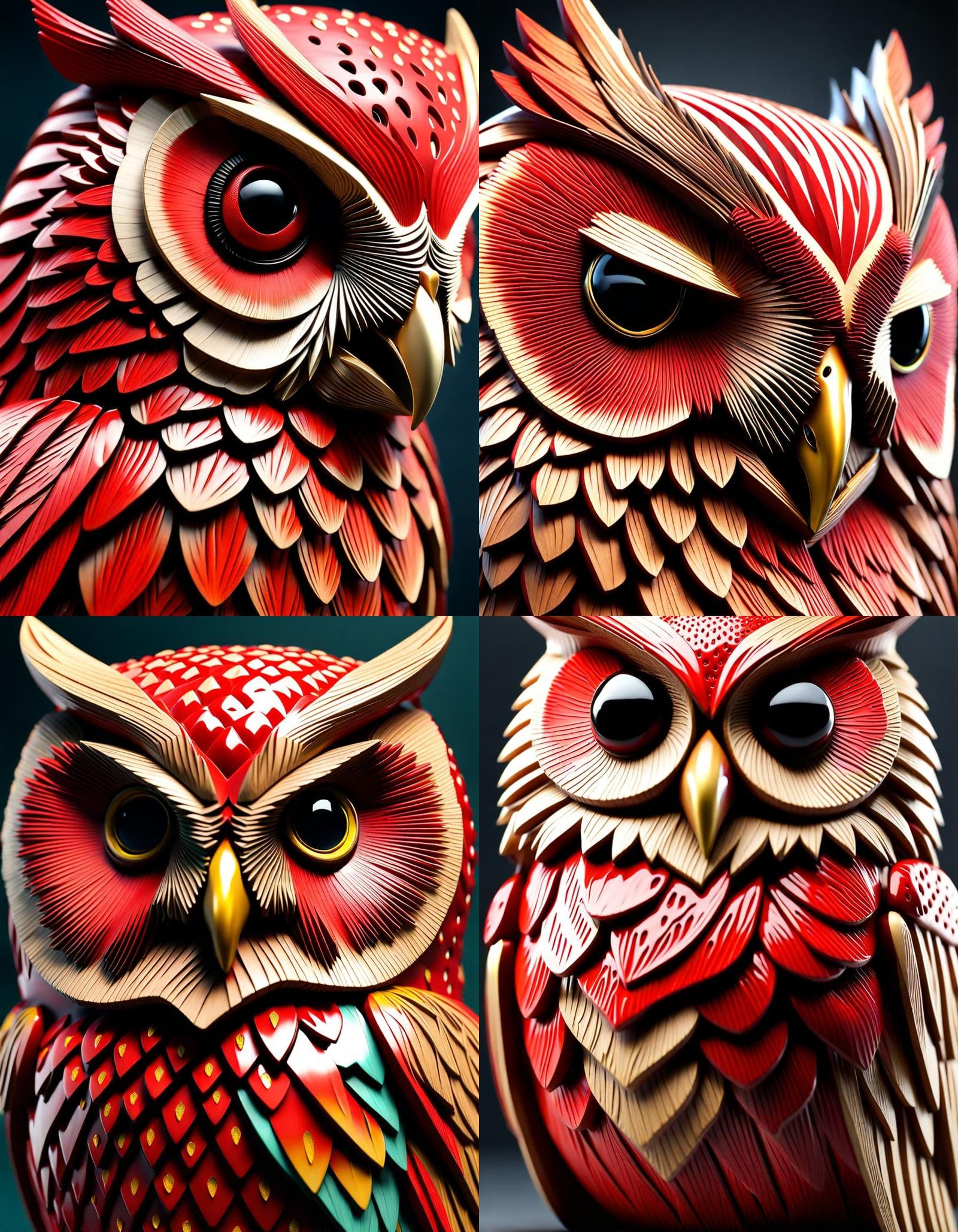 Hyperrealistic Strawberry Owl Hybrid in 3D