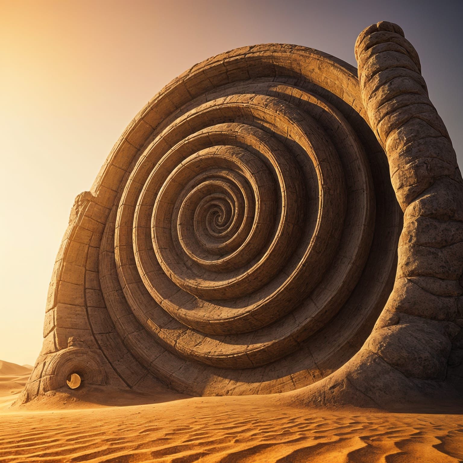 Spiral Vortex Erupts from Ancient Desert Hand in Hyperrealis...
