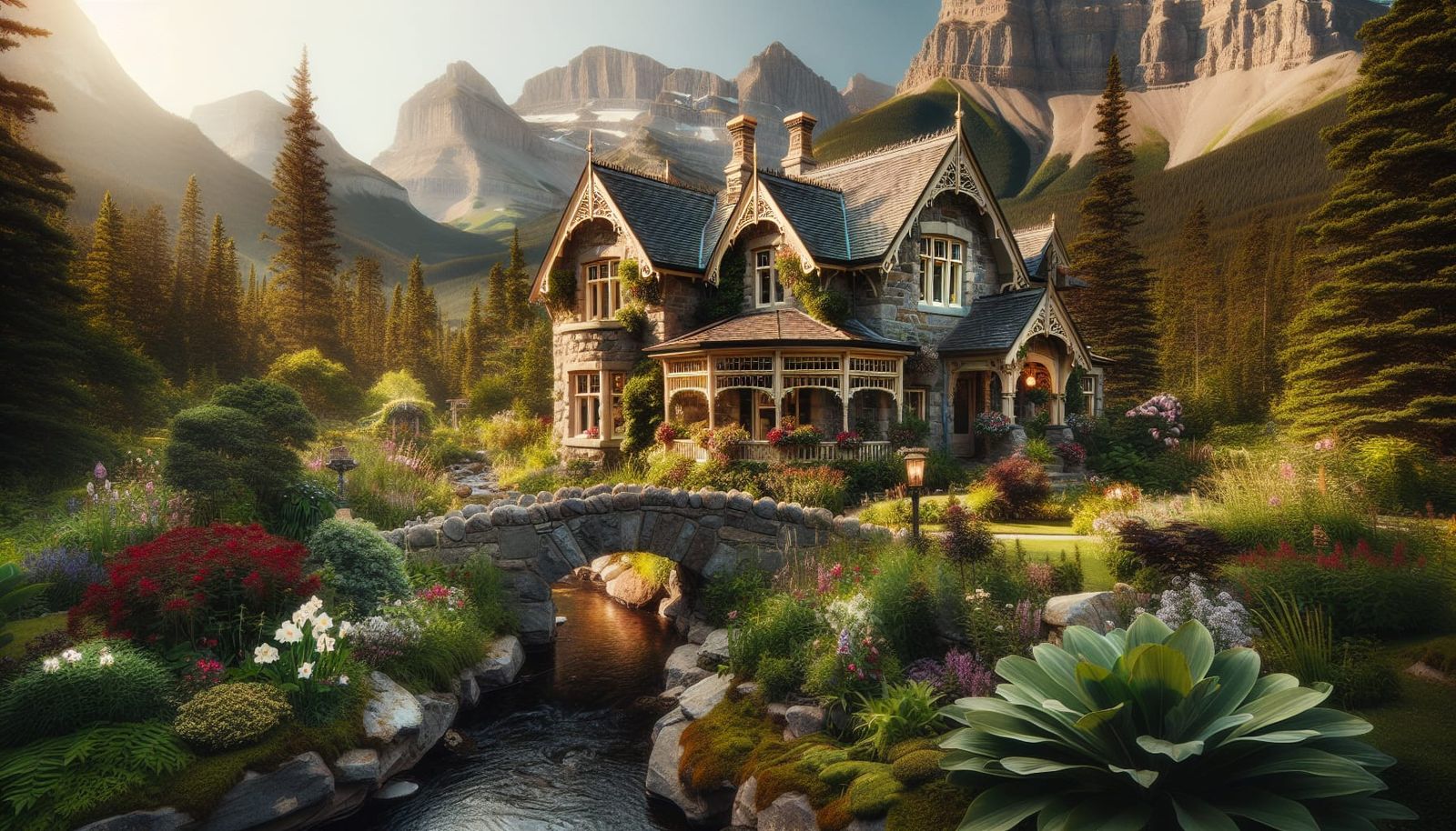 Victorian Cottage in Rocky Mountains with English Garden