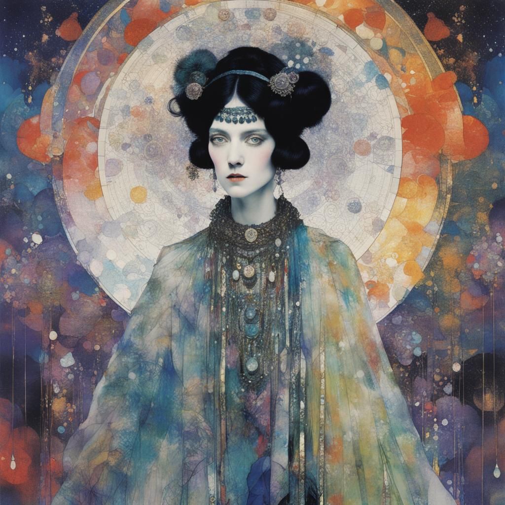 Luminous Goddess Art Nouveau Style