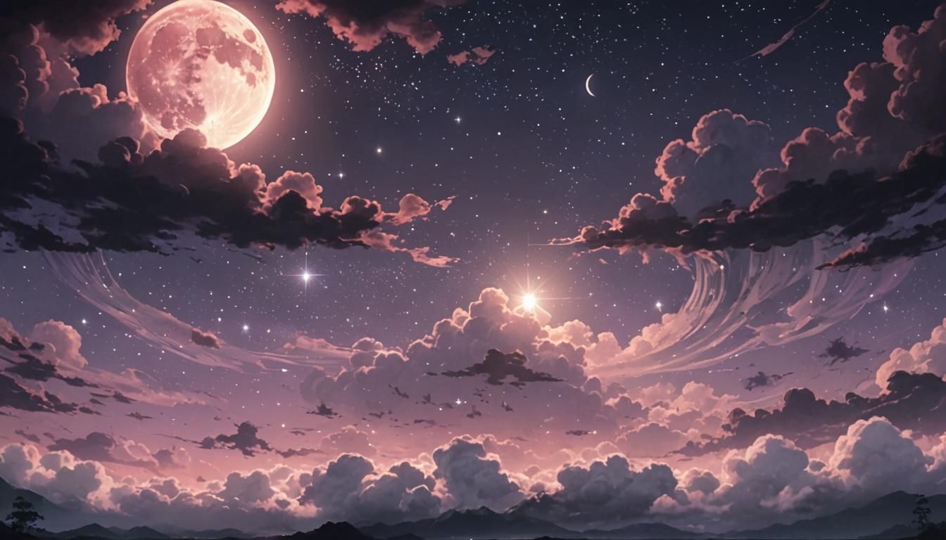 Eerie Night Sky with Nebula Hues in Digital Art