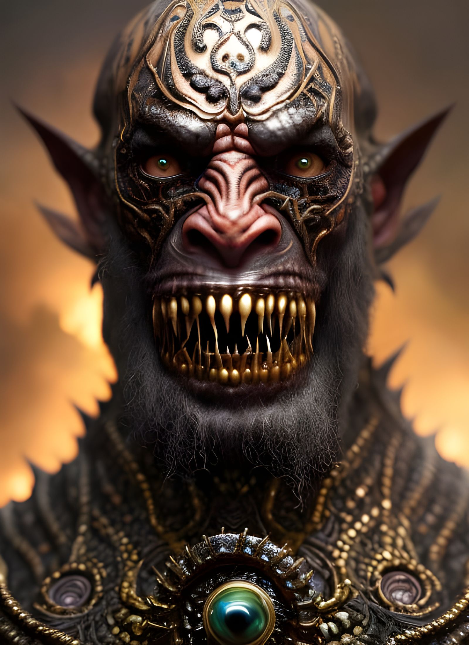 Detailed Portrait of a Scary Orc in Fantasy Art