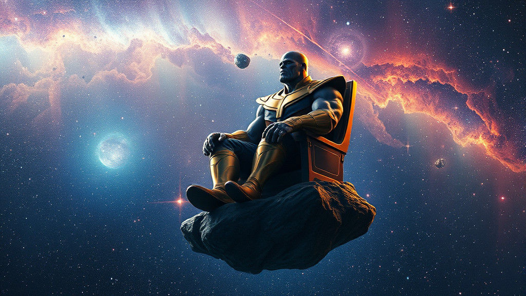 Thanos in Golden Armor: Cosmic Astral Illustration