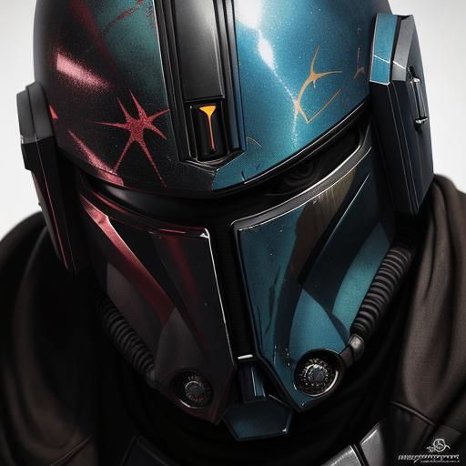 Hyperrealistic Mandalorian Portrait in Charcoal Style