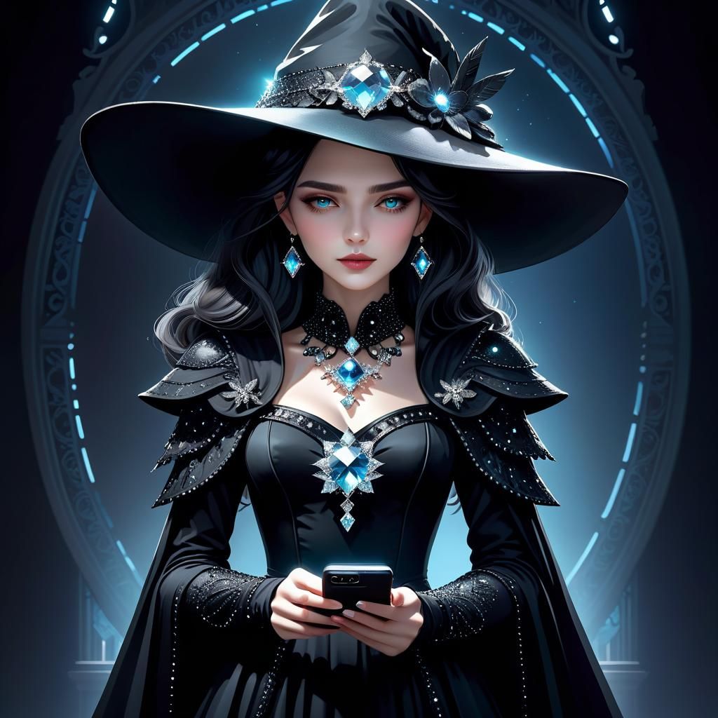 Gothic Fantasy: Woman in Black Dress Digital Art