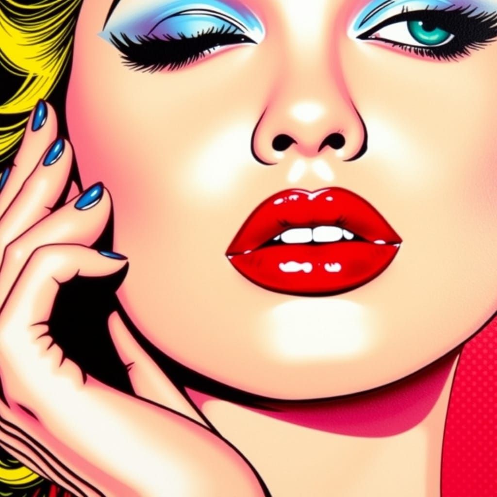 Seductive Woman's Portrait in Pop Art Style