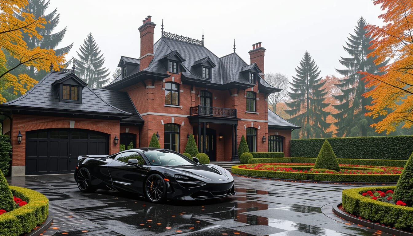 Victorian Chateau with McLaren in Misty Season