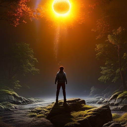 Deity Holding a Glowing Orb: Hyperrealistic Splash Art