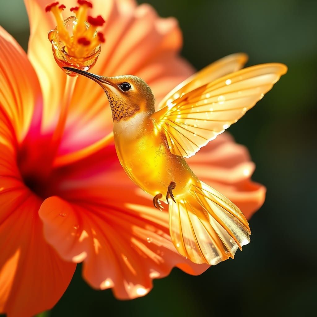 Translucent Hummingbird in Ethereal Bloom