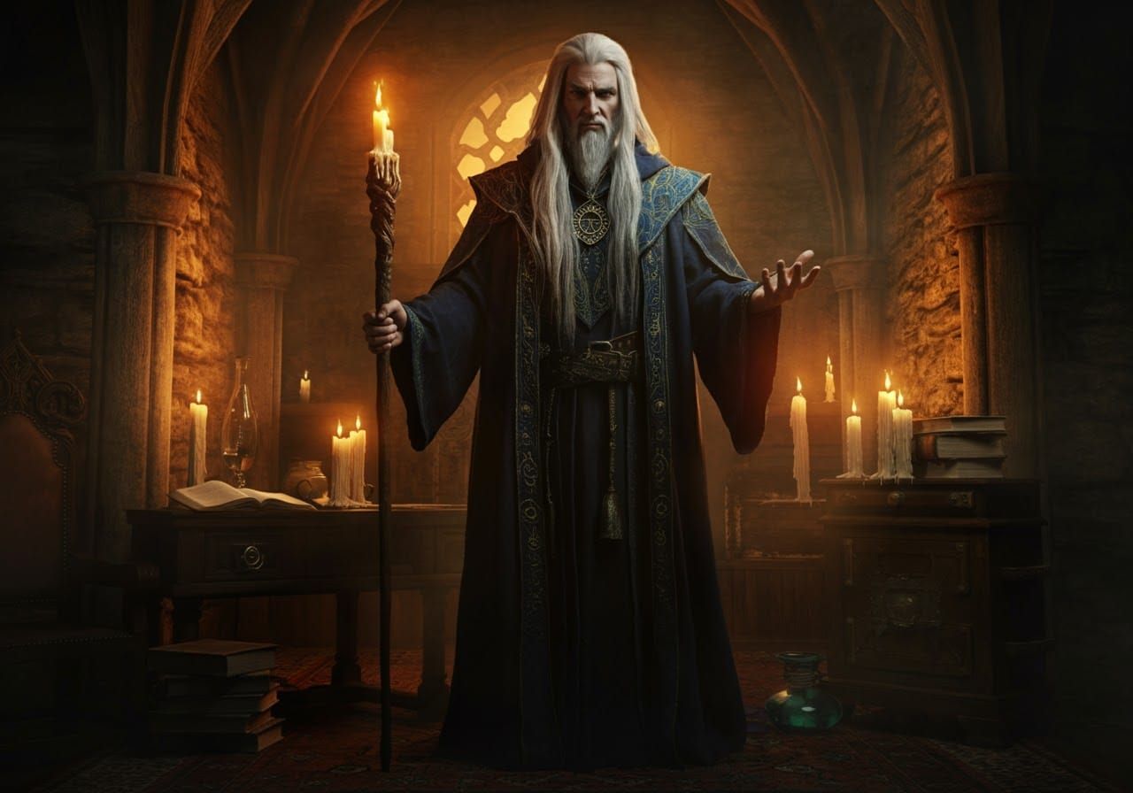 Mystical Wizard in Chamber, Inspired by Beksiński