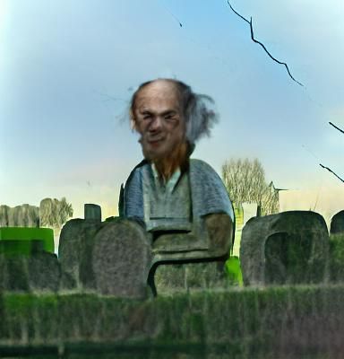 Graveyard Portrait: A Balding Old Man's Serene Visit