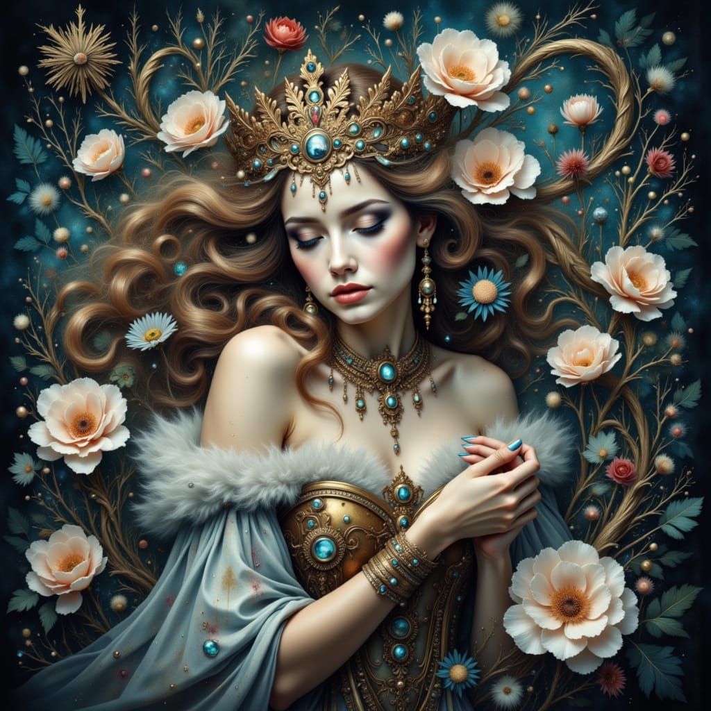 Sleeping Beauty: Layered Art Masterpiece with Mystic Aura