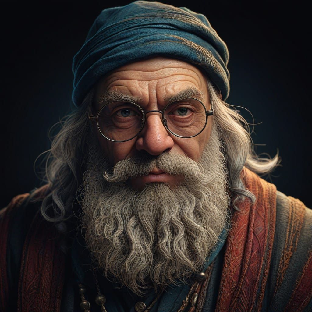 Baroque Dwarf Alchemist in Intricate Etching Style