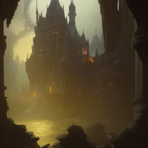 Ghost Castle Dark Fantasy Concept Art
