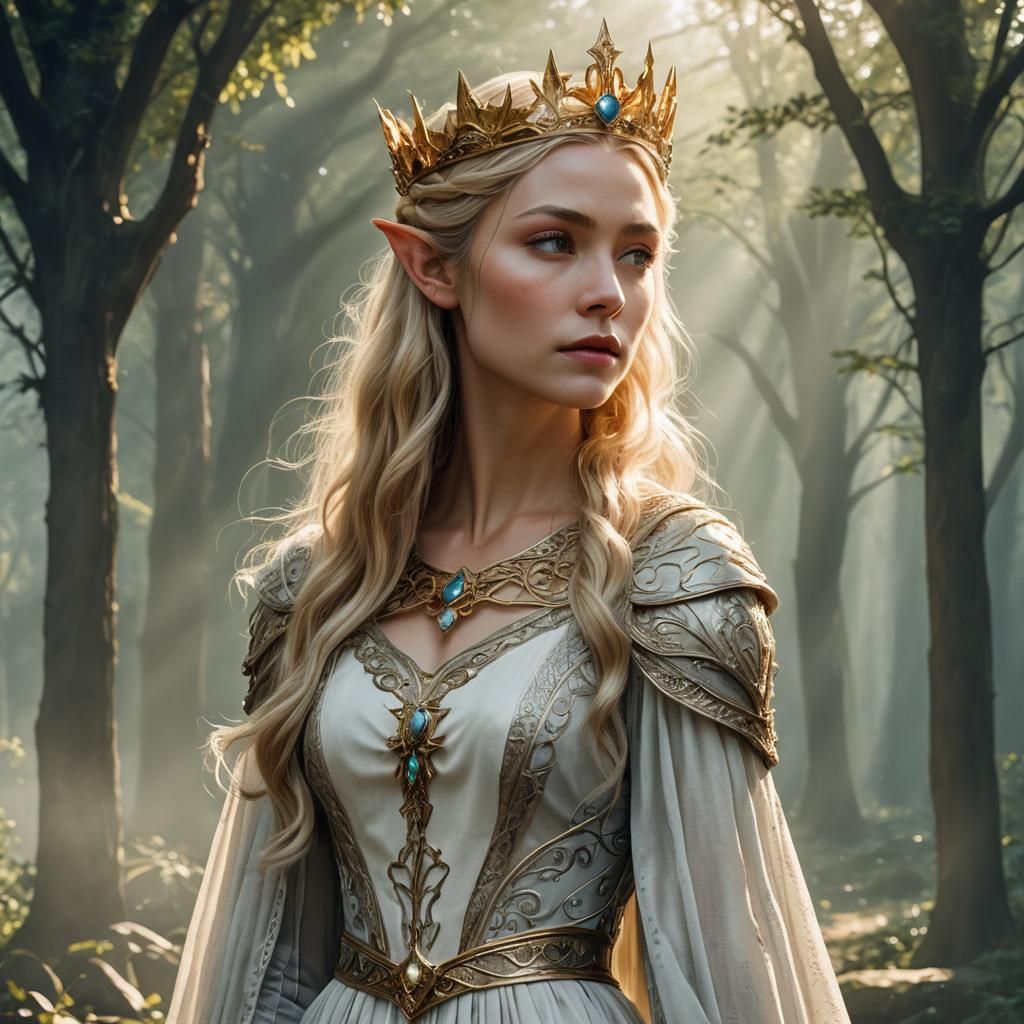 Elegant Elven Queen Portrait in Fantasy Art Style