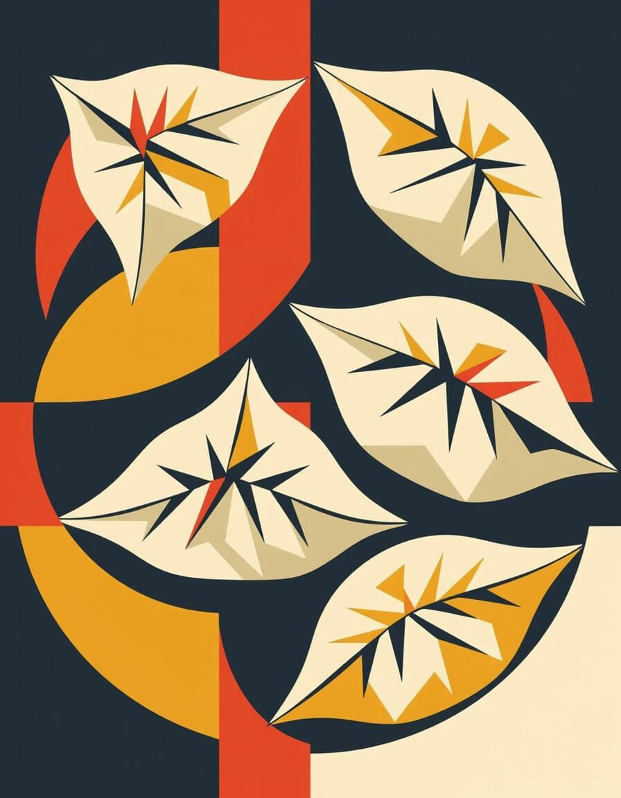 Bauhaus Gyoza Poster Design with Geometric Shapes