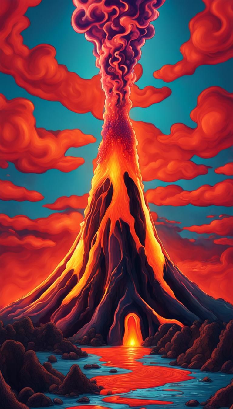 Volcanic Lava Lamp: Sharp, Detailed, and Colorful