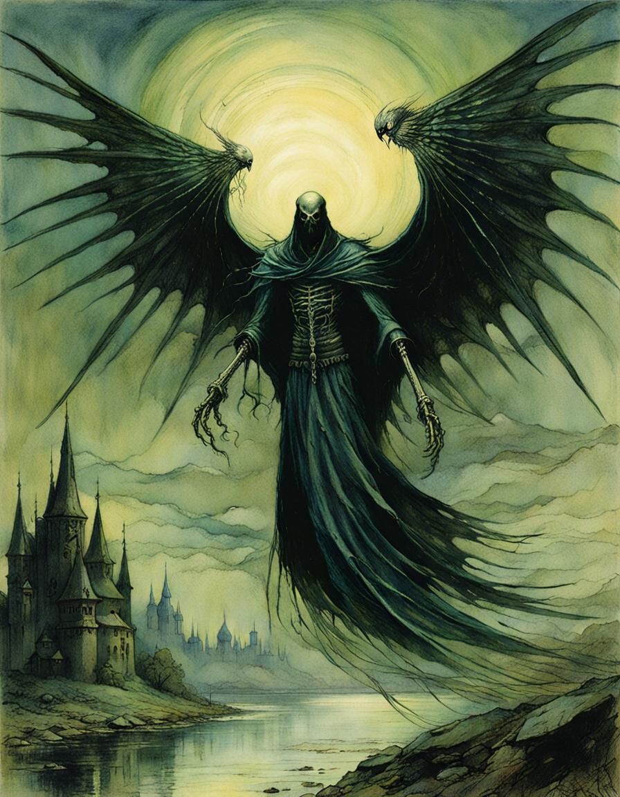 Surreal Winged Spectre in Massurrealist Style