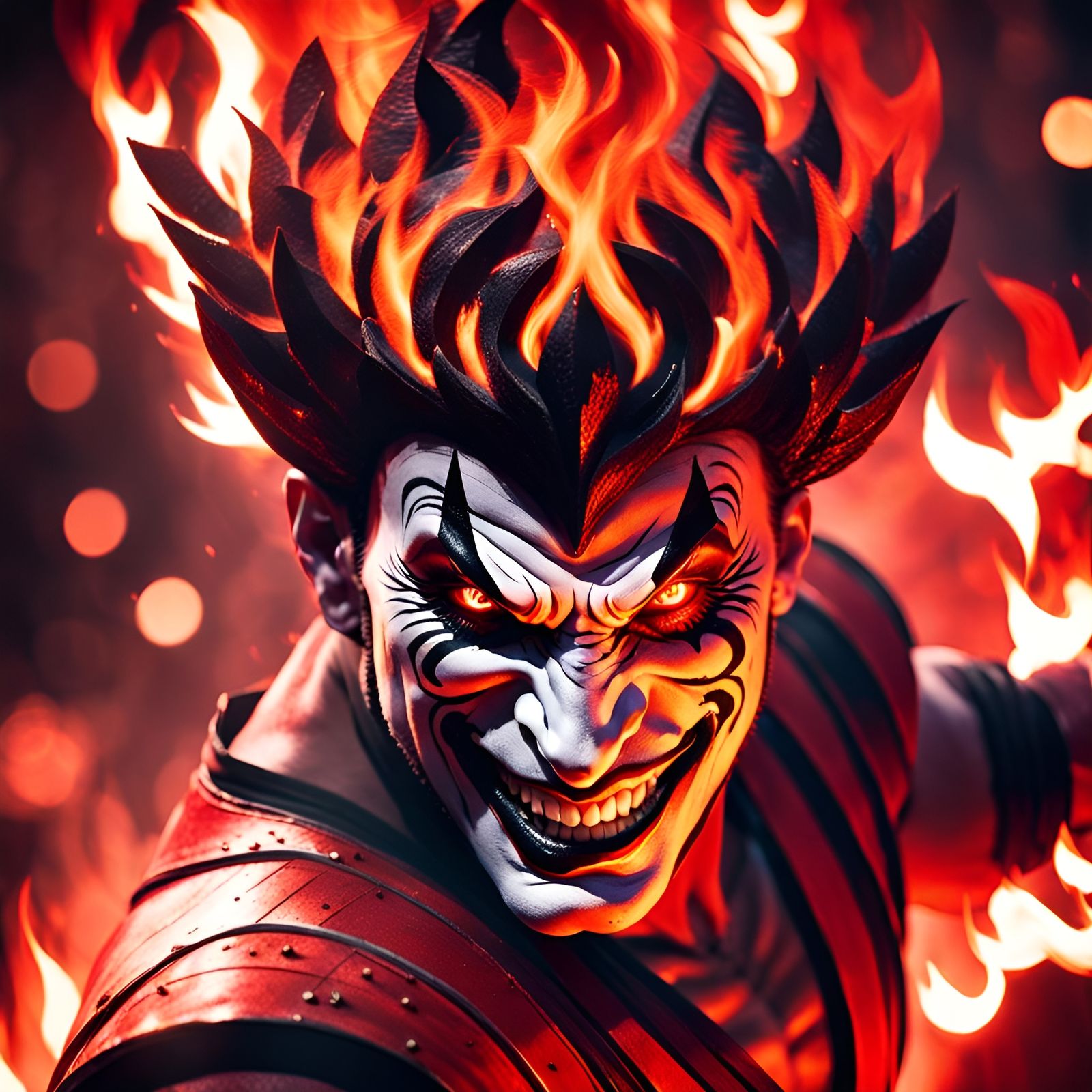 Intense Circus Performer in Crimson Light