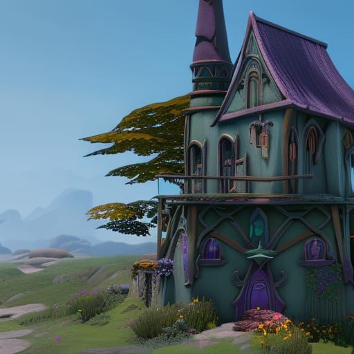 Pastel Witch House from The Sims 4: Detailed Painting