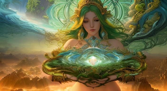 Goddess Nurturing Earth: A Bright Future Realized