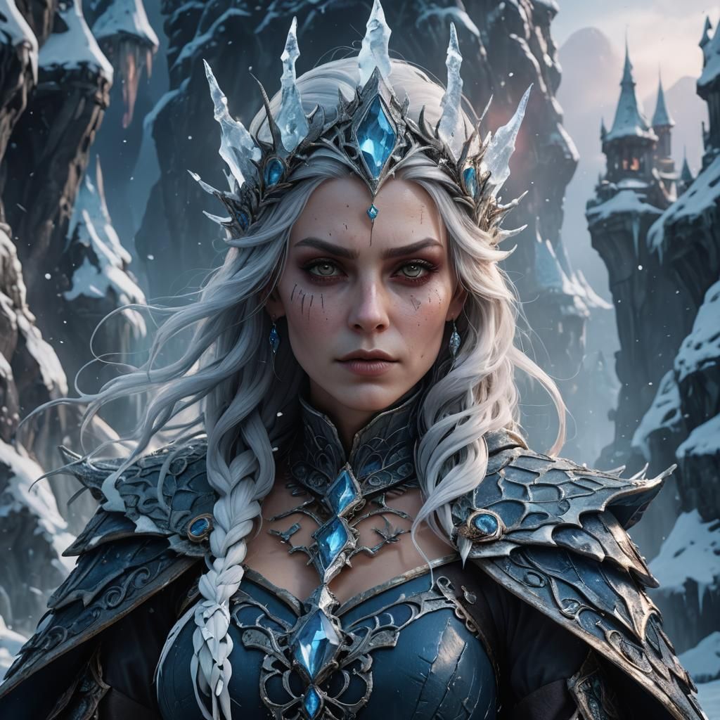 Ice Witch Portrait in Detailed Fantasy Art