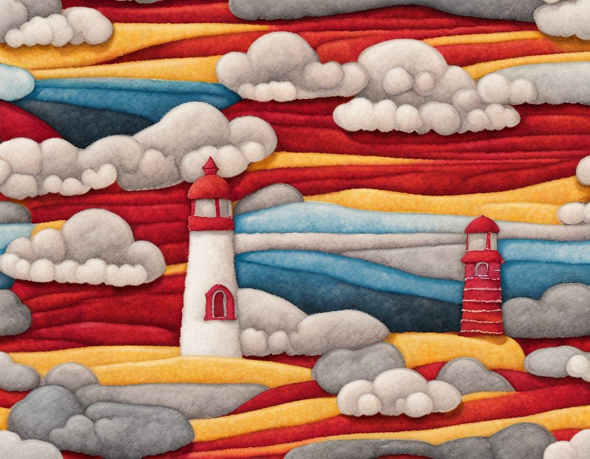 Handmade Felt Lighthouse with Stitched Details
