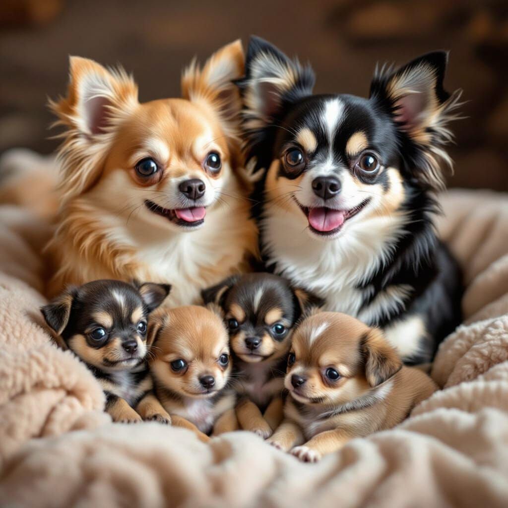 A cute and loving Chihuahua family