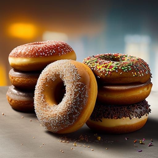 Delicious Donuts in Matte Oil Painting Style
