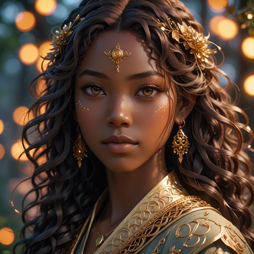 Magical Anime Weaver with Intricate Threads and Soft Light