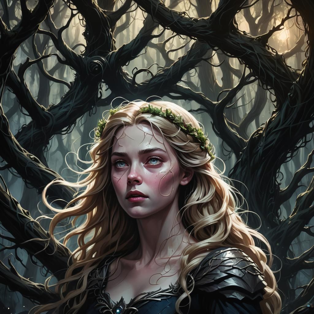 Aurora in Dark Forest: a Rutkowski-esque Portrait