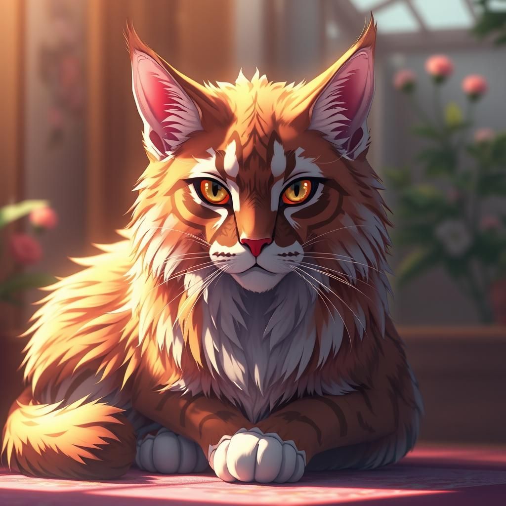 Majestic Anime Cat in 3D with Detailed Textures
