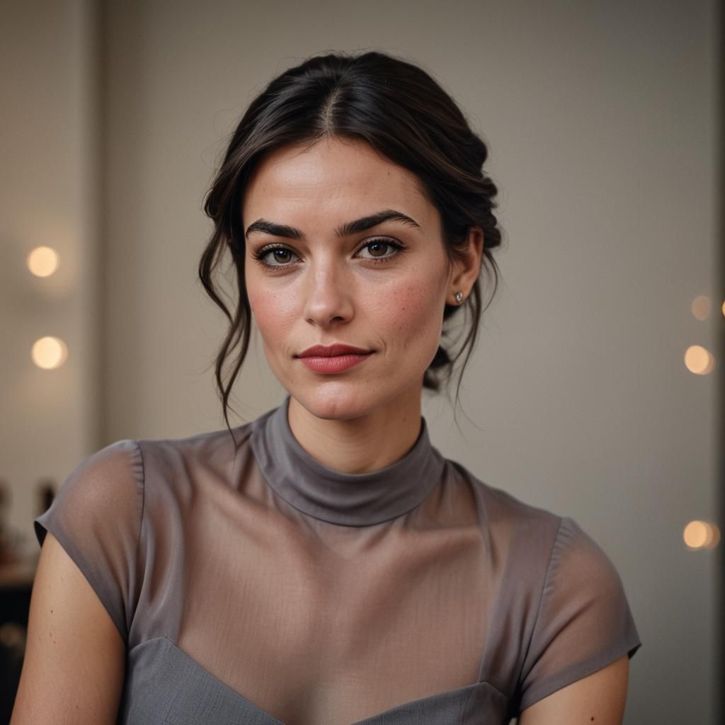 Attractive French Girl Portrait in Golden Hour Light