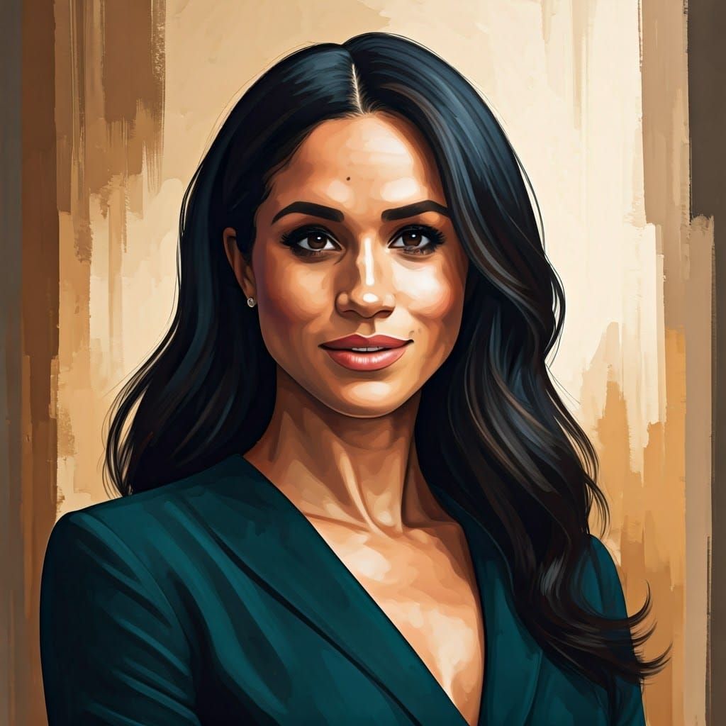 Confident Royal Portrait of Meghan Markle in Luxurious Style