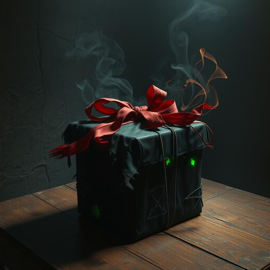 Ominous Gift Box in Dimly Lit Room