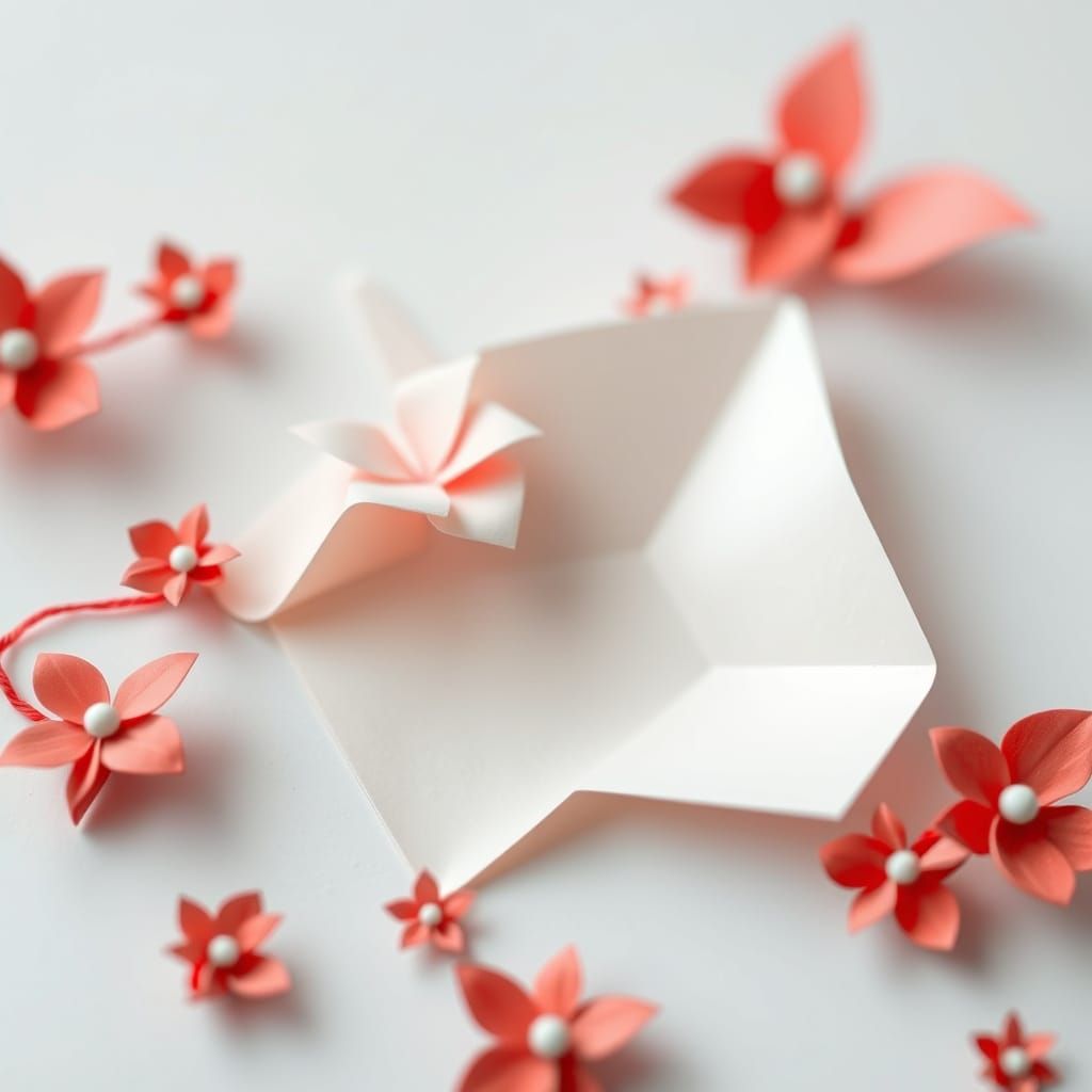 Whimsical Origami Paper Art in Soft Focus