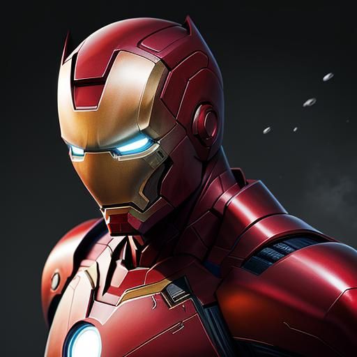 Bat-Themed Iron Man in Splash Art Style