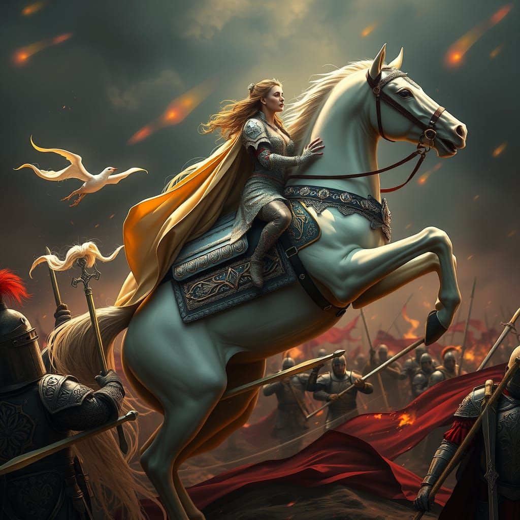 Regal Woman Warrior on Majestic Stallion