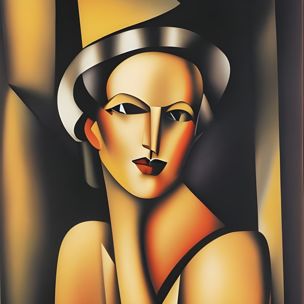 Art Deco Portrait in Tamara de Lempicka Style