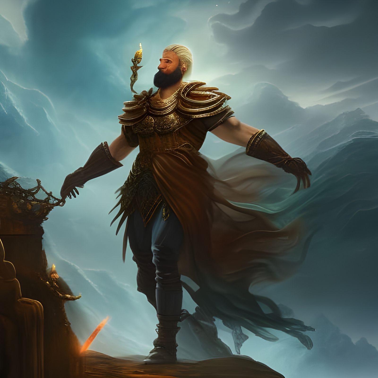 Zeus, Greek God of Thunder in Dynamic Action