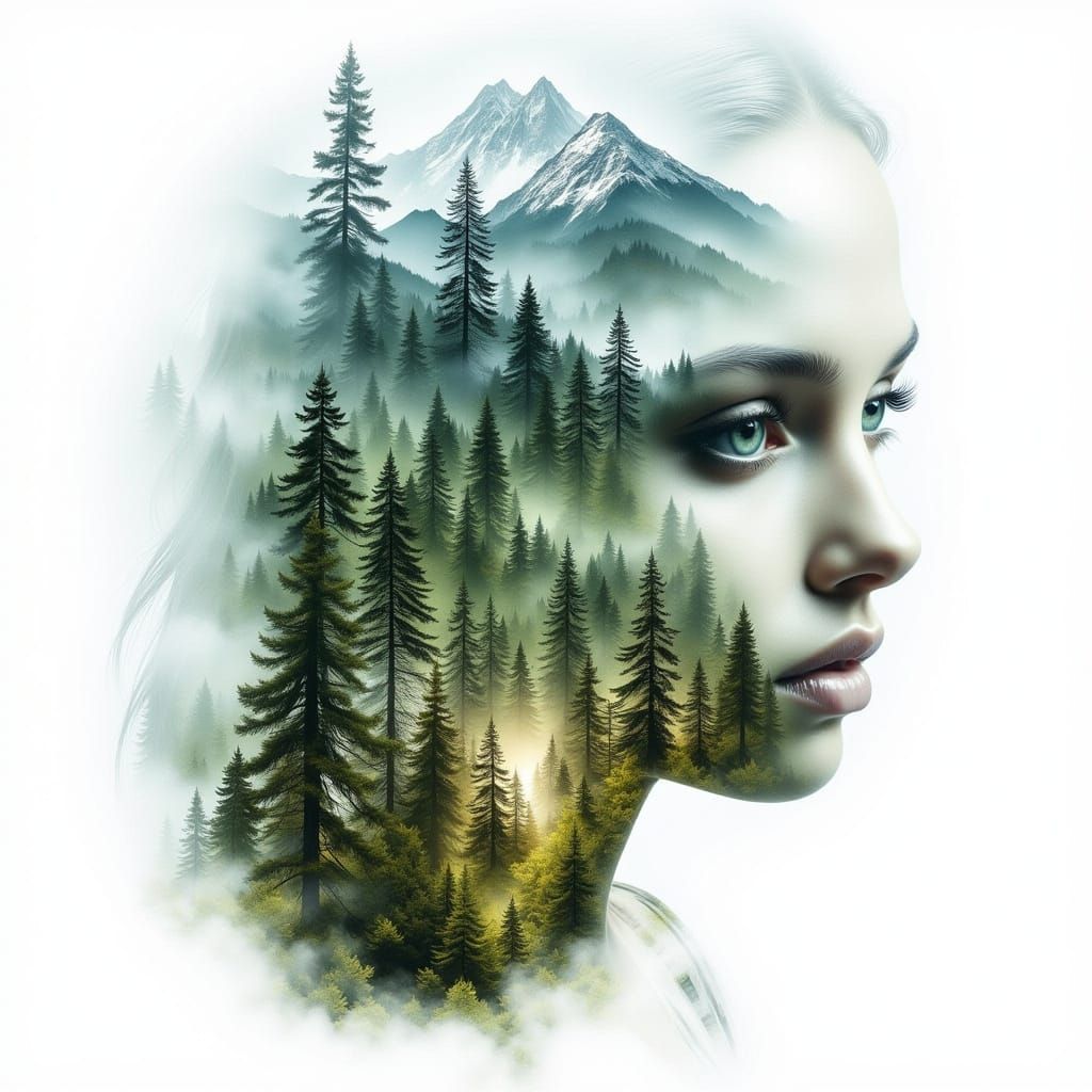 Double Exposure Landscape Tattoo Art